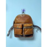 cowhide vegetable tanned leather backpack